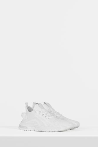 Białe materiałowe sneakersy damskie sznurowane WJS64066-19 WJS64066-19